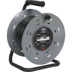 50m Cable Reel with Thermal Trip - 4 x 230V Plug Sockets - 3 x 1.25mm PVC Cable