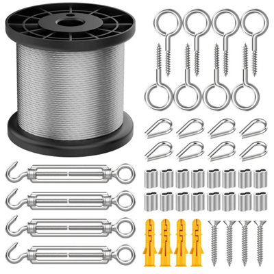 50M Garden Wire Rope Kit Stainless Steel Cable Wire Rope Catenary Wire Kit