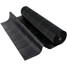 50m x 2m Heavy-Duty Weed Control Fabric Membrane with pegs 100GSM Polypropylene Corrosion Membrane