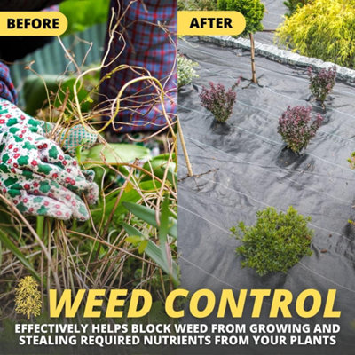 50m x 2m Heavy-Duty Weed Control Fabric Membrane without pegs 100GSM Polypropylene Corrosion Membrane