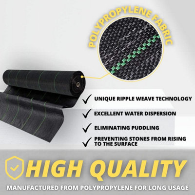 50m x 2m Heavy-Duty Weed Control Fabric Membrane without pegs 100GSM Polypropylene Corrosion Membrane - 3