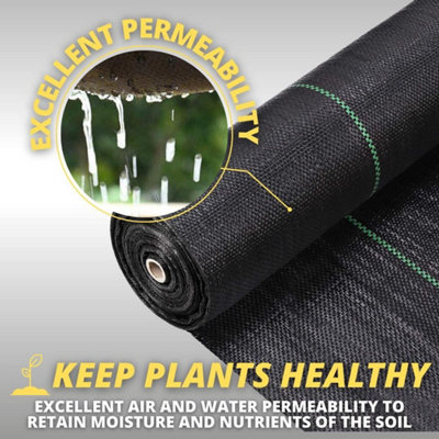 50m x 2m Heavy-Duty Weed Control Fabric Membrane without pegs 100GSM Polypropylene Corrosion Membrane - 4