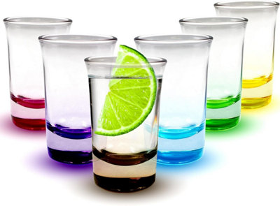 50ml Coloured Shot Glasses Set of 6 Heavy Base for Bar Glassware Drinking Shots