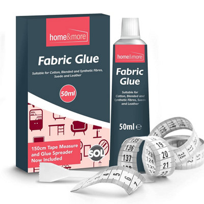 50ml Fabric Glue for Clothes with Glue Spreader & 150cm Measuring Tape,  Extra Strong Fabric Glue for Crafts, Upholstery, Textile