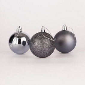 50mm/12Pcs Christmas Baubles Shatterproof Dark Grey,Tree Decorations