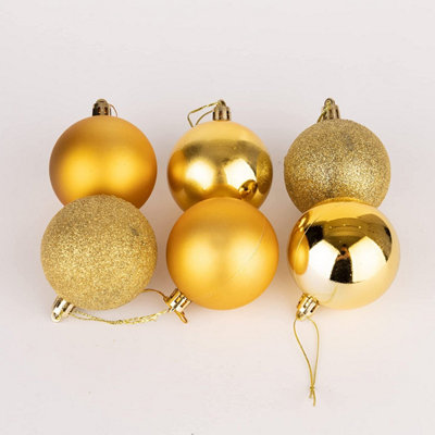 50mm/12Pcs Christmas Baubles Shatterproof Gold,Tree Decorations