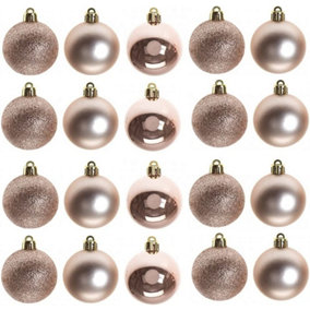 50mm/12Pcs Christmas Baubles Shatterproof Rose Gold,Tree Decorations