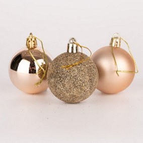 50mm/18Pcs Christmas Baubles Shatterproof Champagne Gold,Tree Decorations