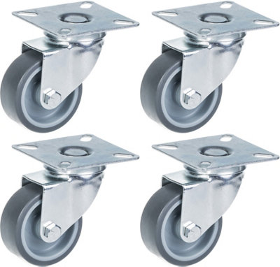 50mm 2" castor grey rubber tyre, swivel, 160kg capacity, set of 4