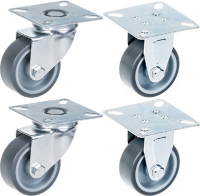 50mm 2" castor grey rubber tyre, swivel & fixed, 160kg capacity, set of 4