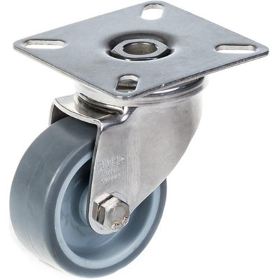 50mm 2" stainless steel castor grey rubber, swivel, 40kg