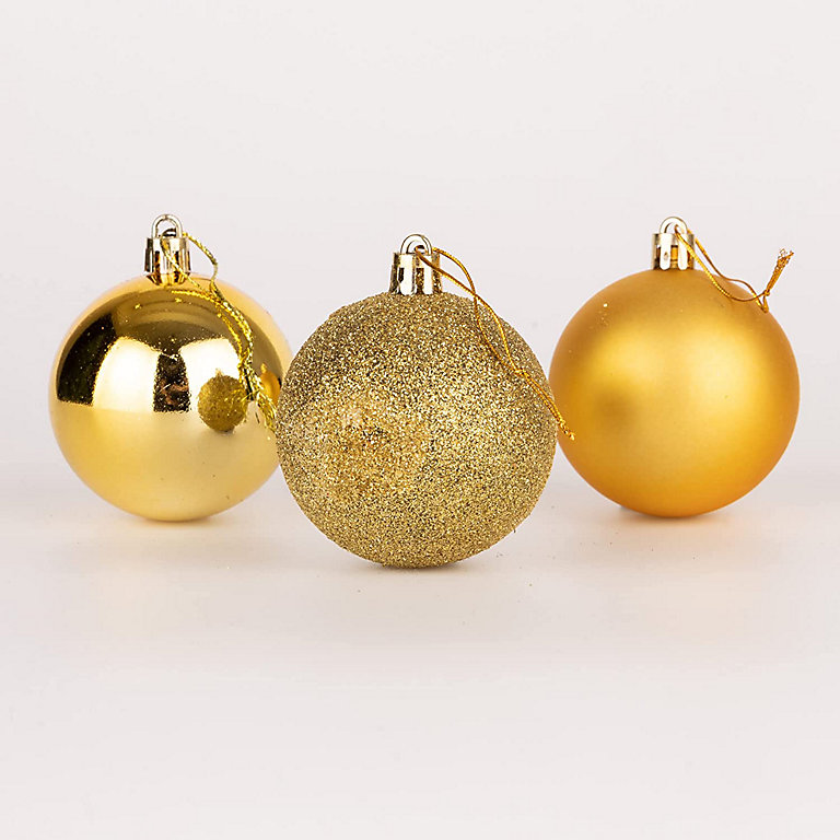 50mm/24Pcs Christmas Baubles Shatterproof Gold,Tree Decorations | DIY ...