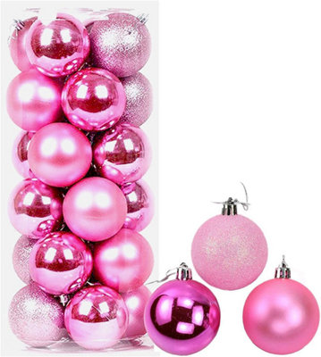 24 Mini Purple Christmas Tree Baubles Tree Decoration Ornament