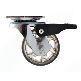 50mm 30kg Plastic Swivel Castor Wheel Furniture Caster Brown - With Brake - Pack of 1