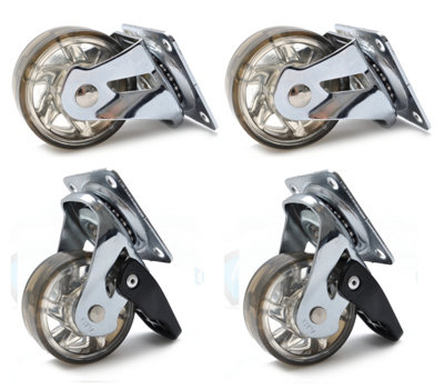 50mm 30kg Plastic Swivel Castor Wheel Furniture Caster Brown - With Brake - Pack of 4 Price Comparisons | Compare The Build