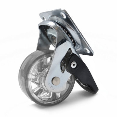 50mm 30kg Plastic Swivel Castor Wheel Furniture Caster Clear - With Brake - Pack of 1 Price Comparisons | Compare The Build