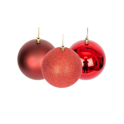 50mm/6Pcs Christmas Baubles Shatterproof Dark Red, Christmas Tree Decorations Price Comparisons | Compare The Build