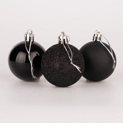 50mm/9Pcs Christmas Baubles Shatterproof Black,Tree Decorations Price Comparisons | Compare The Build