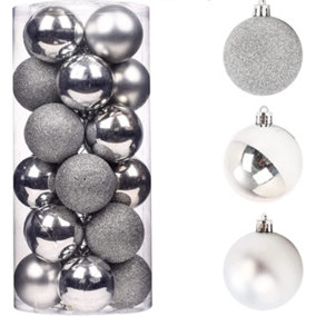 50mm/9Pcs Christmas Baubles Shatterproof Silver,Tree Decorations