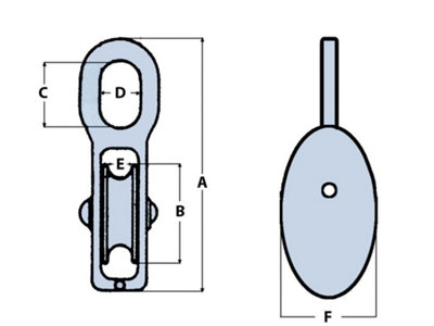 50MM Awning Pulley Single Nylon Sheave Fixed Elongated Eye - Rope Line Pulling