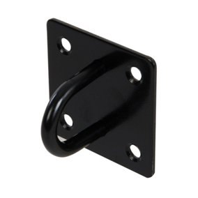 50mm BLACK Steel Staple on Face Plate Outdoor Wire Rope Lashing Cable Wall Mount