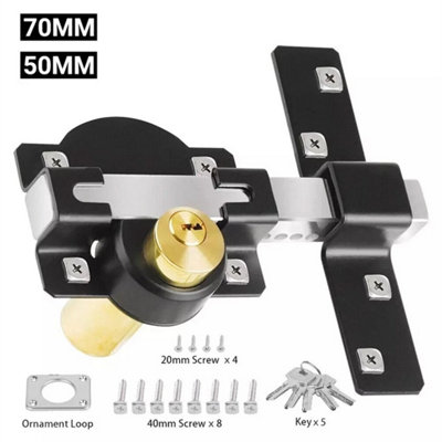 50mm Double Long Throw Gate Lock with 5 Keys for Garden Locking