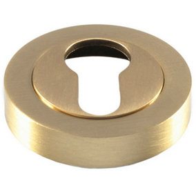 50mm Euro Profile Round Escutcheon Concealed Fix Satin Brass Keyhole Cover