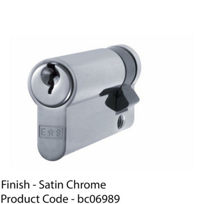 50mm EURO Single Cylinder Lock - 5 Pin Satin Chrome Fire Door Key Barrel