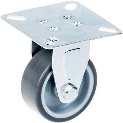 50mm fixed castor with grey TPR-rubber on polypropylene centre wheel