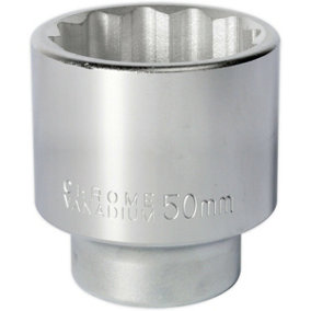 50mm Forged Steel Drive Socket - 3/4" Square Drive - Chrome Vanadium Socket