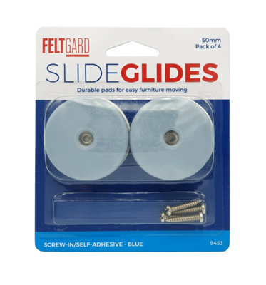 50mm Heavy-Duty Furniture Slide Glides, Pack of 4 Screw-in or Self-Adhesive Sliders for Furniture & Appliances