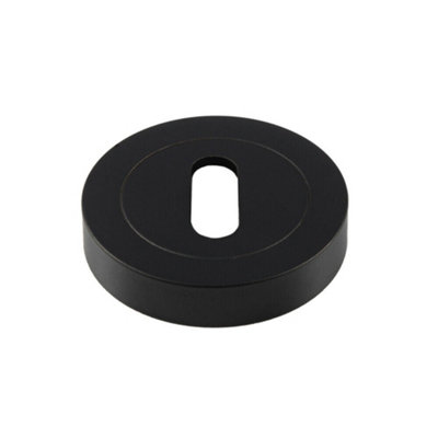 50mm Lock Profile Round Escutcheon Concealed Fix Matt Black Keyhole Cover