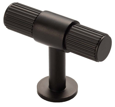 50mm Matt Black Reeded T-Bar Knob