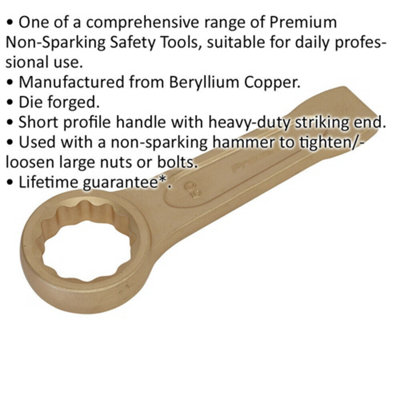 50mm Non-Sparking Ring End Slogging Spanner with Short Profile Design