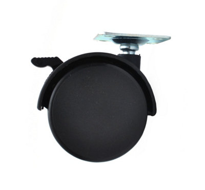 50mm Plastic Swivel Castor Wheel Black Furniture Caster - With Brake - Pack of 1 Price Comparisons | Compare The Build