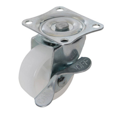 50mm Plastic Swivel Castor Wheel & Brake 50KG Limit Non Marking Replacement