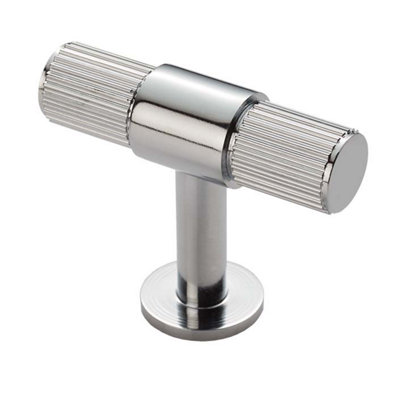 50mm Polished Chrome Reeded T-Bar Knob