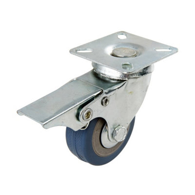50mm RUBBER Swivel Castor Wheel & BRAKE 50KG Limit Non Marking Spare Tyre
