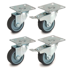 50mm Set of 4 Swivel Castors with Plate Fitting