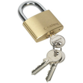 50mm Solid Brass Padlock 8mm Hardened Steel Shackle - 3 Keys Security Unit Lock