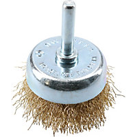 50mm Steel Wire Cup Brush For Drills Brass Coated Rust Paint Remover Removal