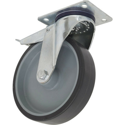 50mm Thermoplastic Swivel Castor Wheel - Hard PP Core - 20mm Tread - Total Lock