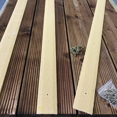 50mm Wide Non-Slip Anti-Skid Decking Strips - Safety and Style for Outdoor Space - BEIGE Beige 600mmx50mm - x10