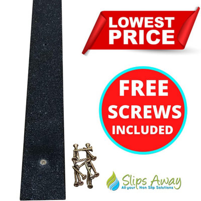 50mm Wide Non-Slip Anti-Skid Decking Strips - Safety and Style for Outdoor Space - Black - slips Away - 600mmx50mm - x9 pcs