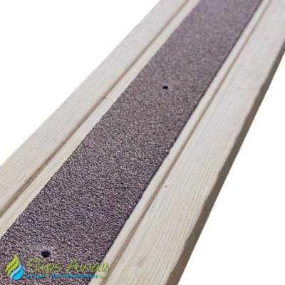 Non Slip Decking Strips - Set of 20, 50mm x 600mm Convex Anti Slip Decking Strips GRP Composite Decking Strips Safe Walking 600mm Bronw