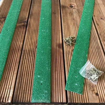 50mm Wide Non-Slip Anti-Skid Decking Strips - Safety and Style for Outdoor Space - GREEN Green 1000mmx50mm - 20