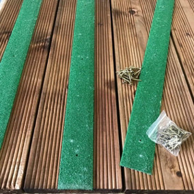 50mm Wide Non-Slip Anti-Skid Decking Strips - Safety and Style for Outdoor Space - GREEN Green 1000mmx50mm - x13