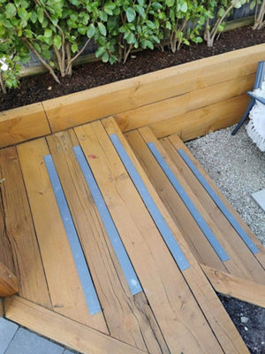 50mm Wide Non-Slip Anti-Skid Decking Strips - Safety and Style for Outdoor Space - GREY Grey 1000mmx50mm - x15