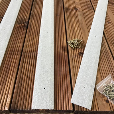 50mm Wide Non-Slip Anti-Skid Decking Strips - Safety and Style for Outdoor Space - GREY Grey 600mmx50mm - x9