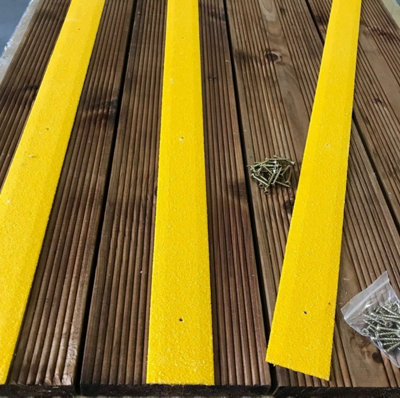 50mm Wide Non-Slip Anti-Skid Decking Strips - Safety and Style for Outdoor Space - YELLOW yellow 1000mmx50mm - x14